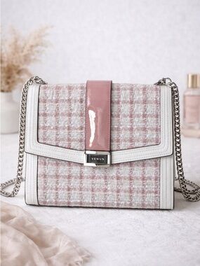 Venus Pink Tweed Crossbody Chain Bag Boutique Style